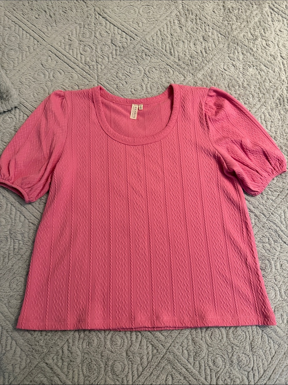 Hayden Pink Textured Short Sleeve Tee